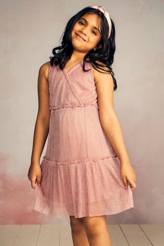 Blush Self Design Flounce Dress, Blush, image 2